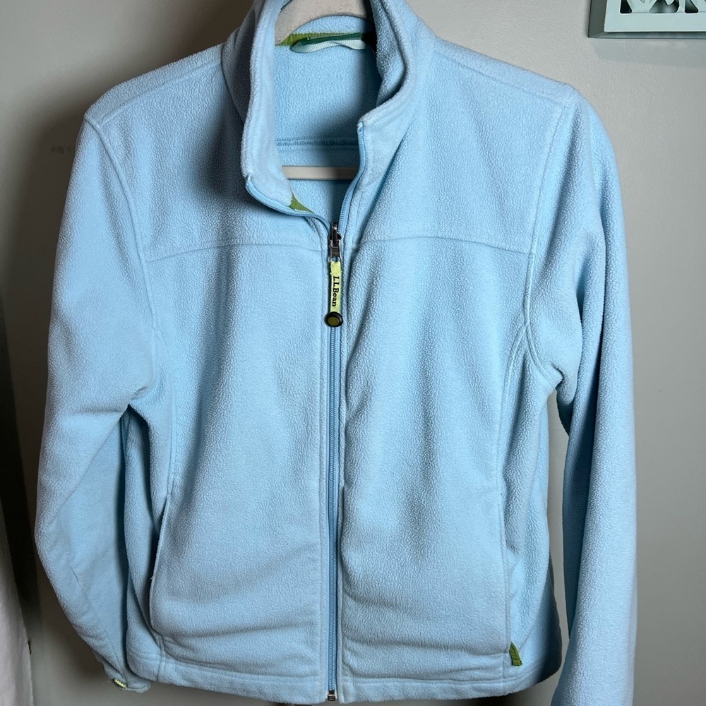 L.L. Bean Blue Fleece Jacket with Stand-Up Collar and Full-Length Zipper